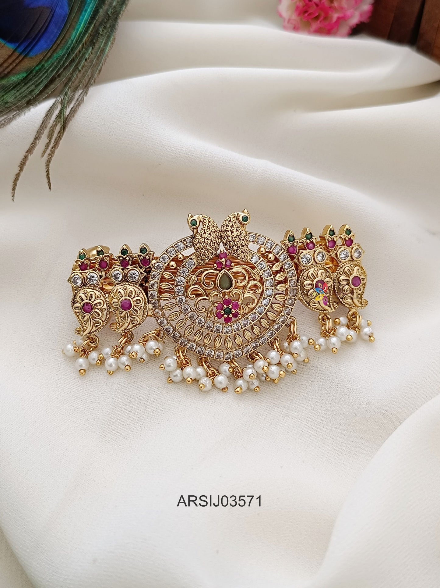 Traditional Peacock Stone Hair Clip