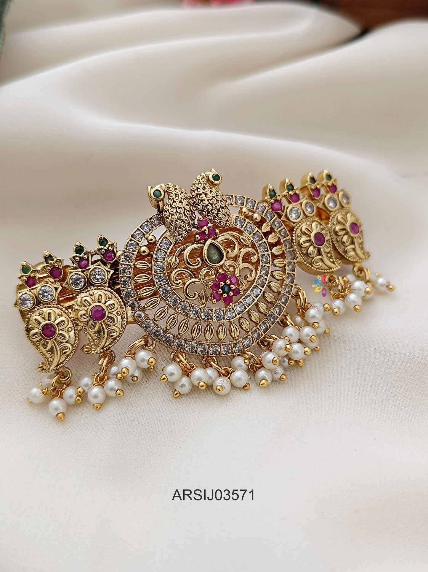 Traditional Peacock Stone Hair Clip