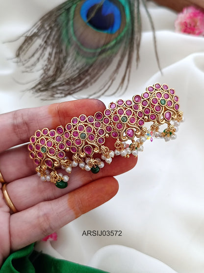 Kemp Stone Pearl and Green Drop Hair Clip