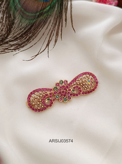 Peacock Kemp Stone Hair Clip