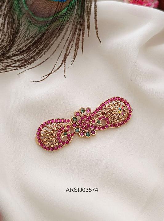 Peacock Kemp Stone Hair Clip