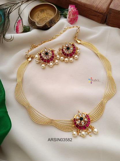 Jadau Kundan Pendant Italian Kante Necklace
