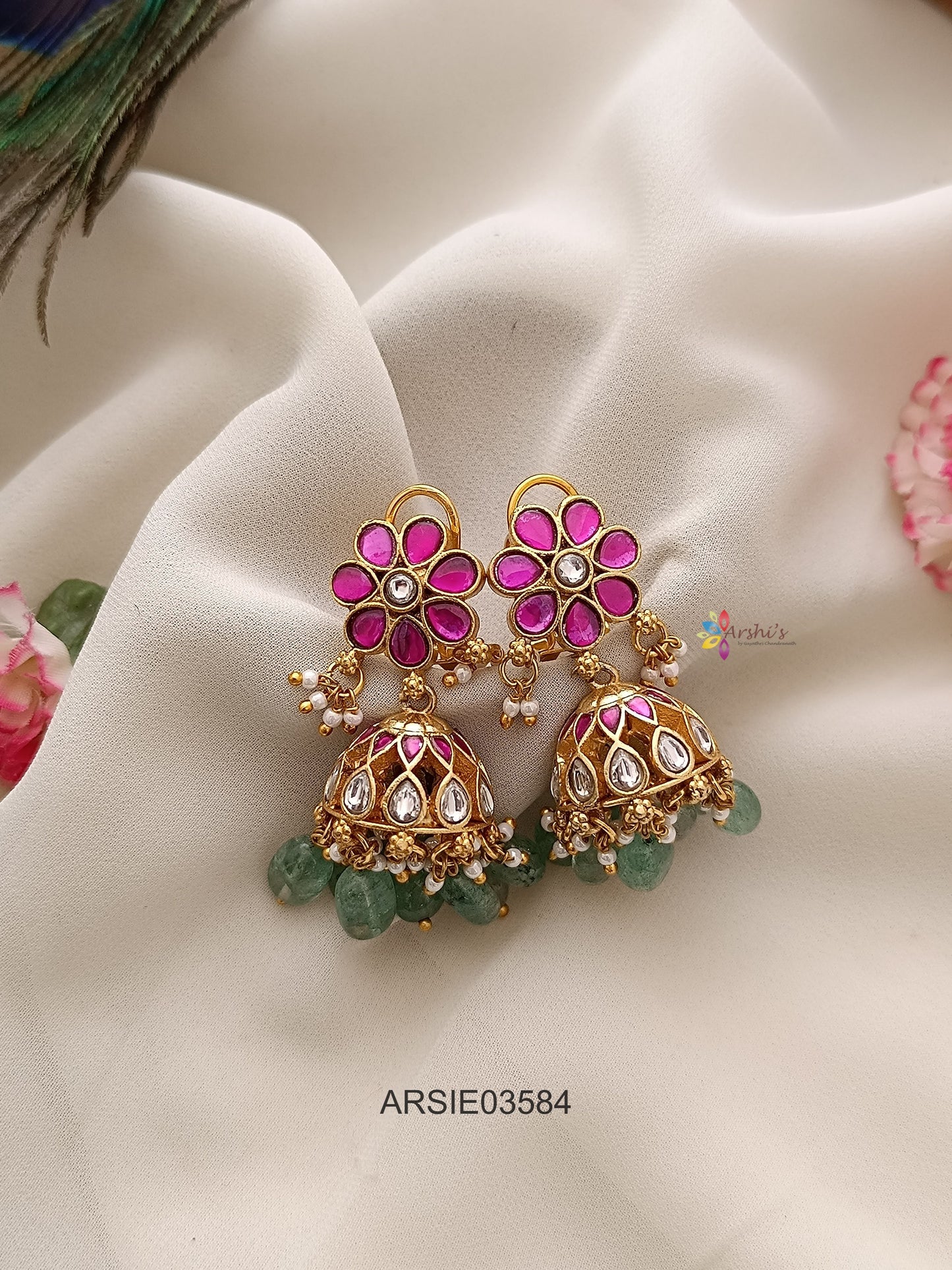 Jadau Kundan Flower Design Jhumka