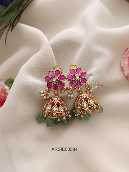 Jadau Kundan Flower Design Jhumka