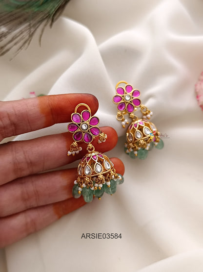 Jadau Kundan Flower Design Jhumka