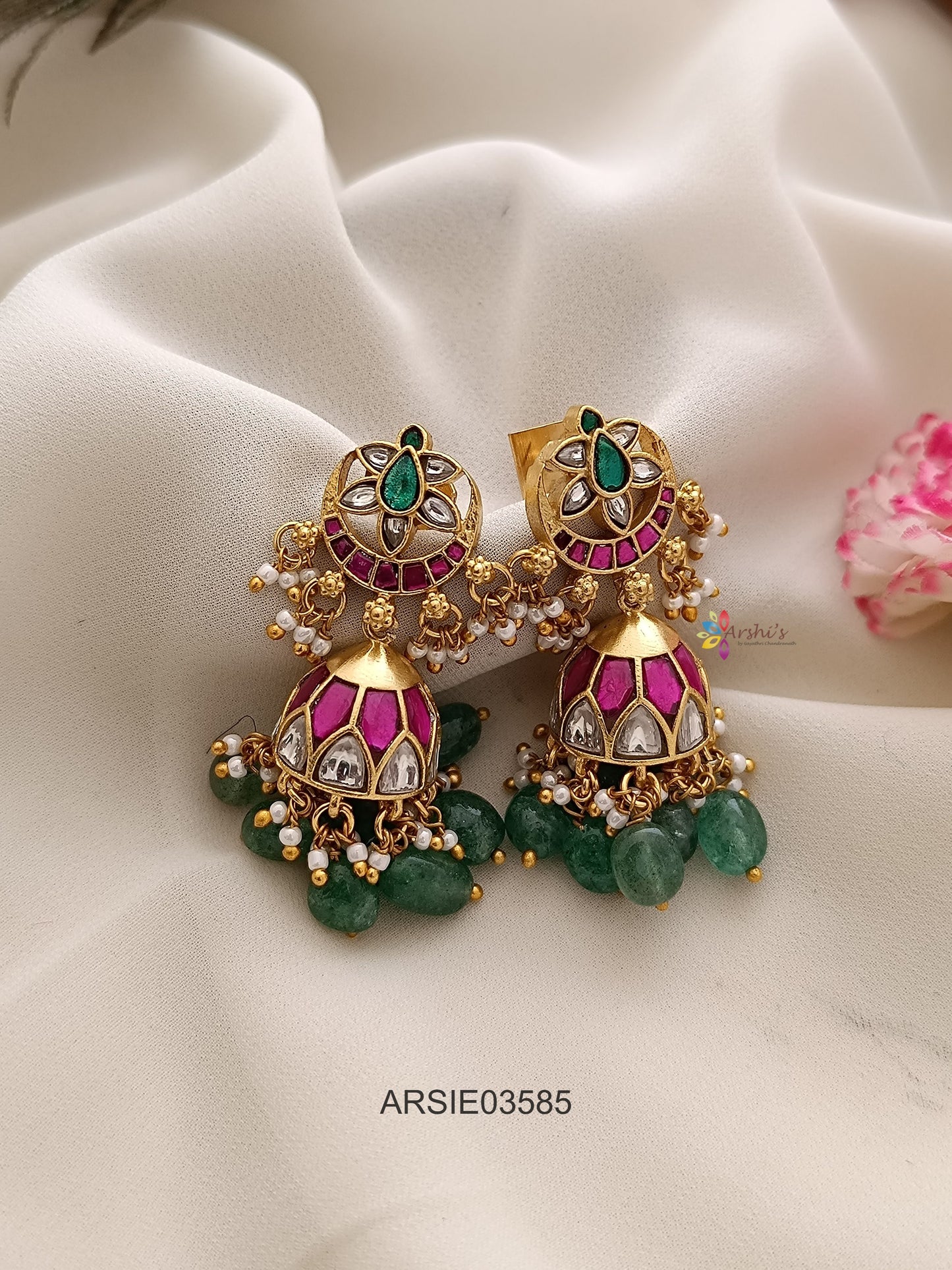 Jadau Kundan Half Moon Design Jhumka