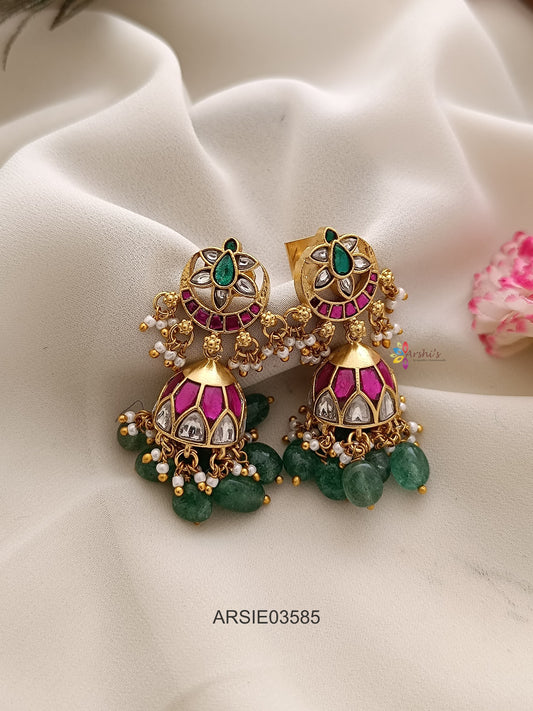 Jadau Kundan Half Moon Design Jhumka