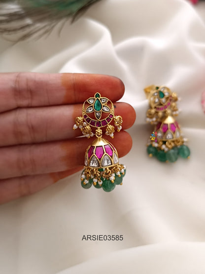 Jadau Kundan Half Moon Design Jhumka