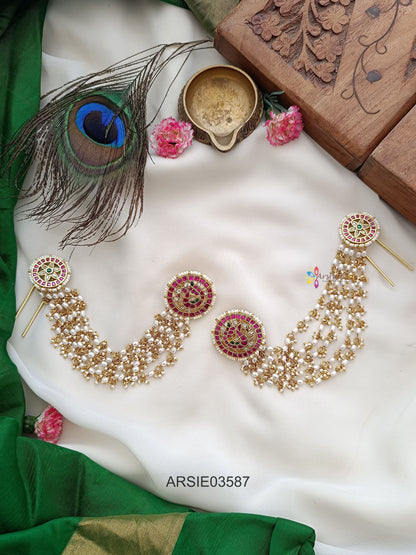 Jadau Kundan Earstuds with Earchains