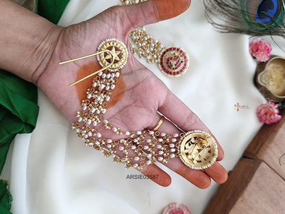 Jadau Kundan Earstuds with Earchains
