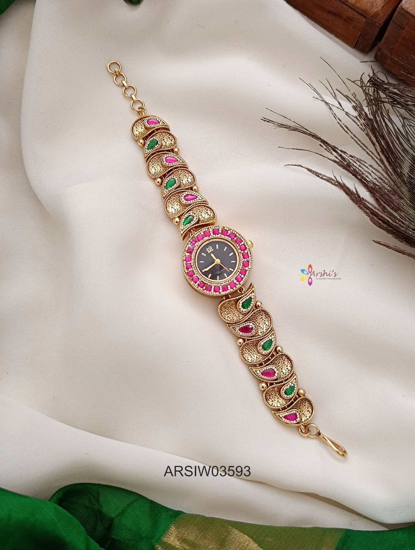 Antique Mango Jadau Kundan Watch