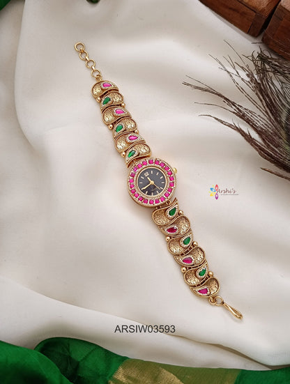 Antique Mango Jadau Kundan Watch
