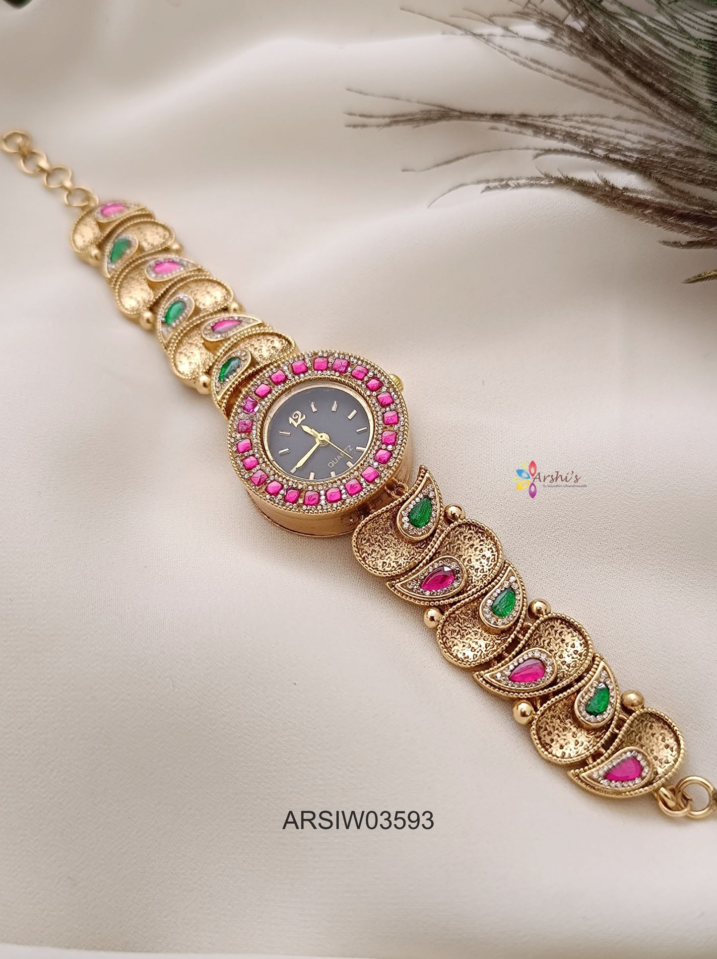Antique Mango Jadau Kundan Watch