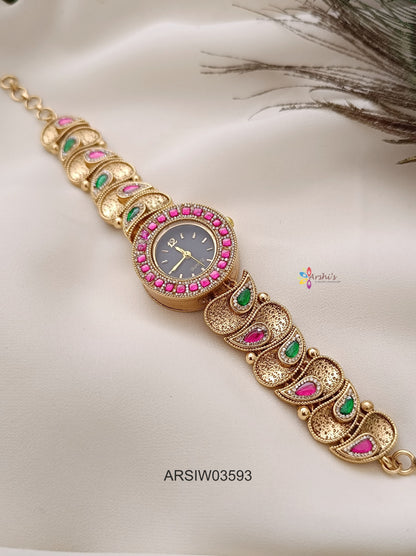 Antique Mango Jadau Kundan Watch