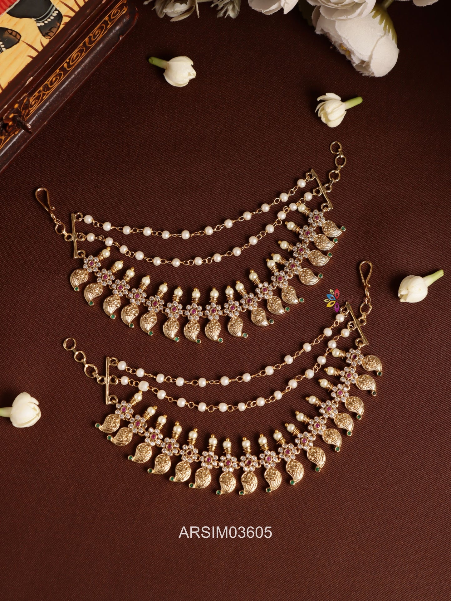 Mango Design Pearl Studded Earchains