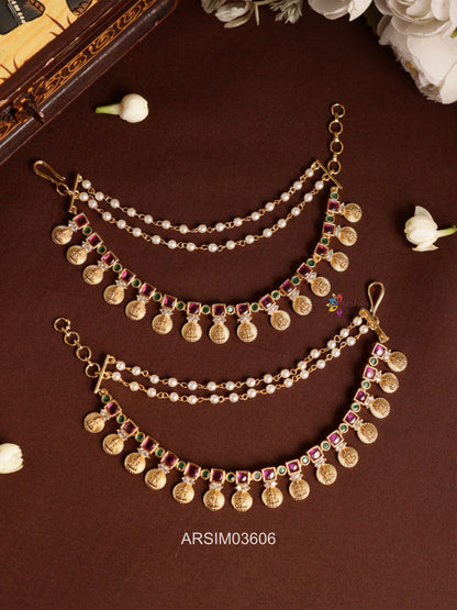 Lakshmi Coin Pearl Earchains