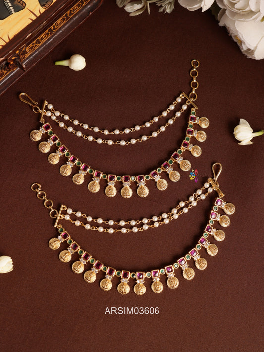 Lakshmi Coin Pearl Earchains