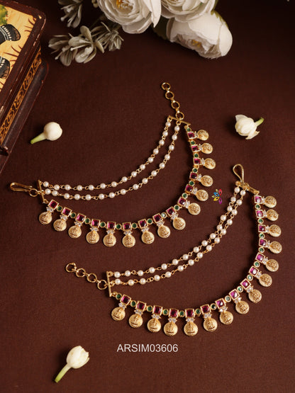 Lakshmi Coin Pearl Earchains