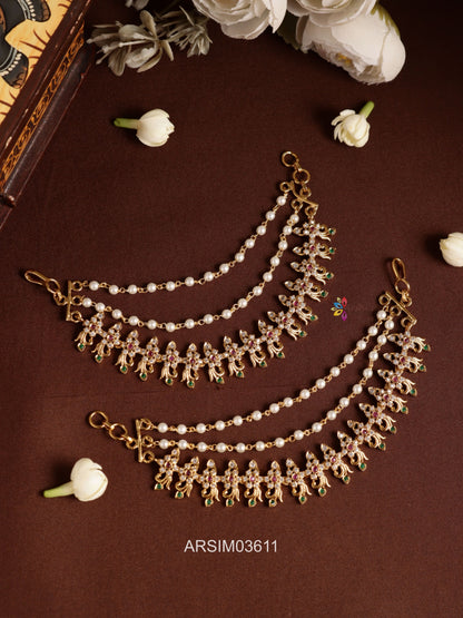 Flower Design Stone Earchains