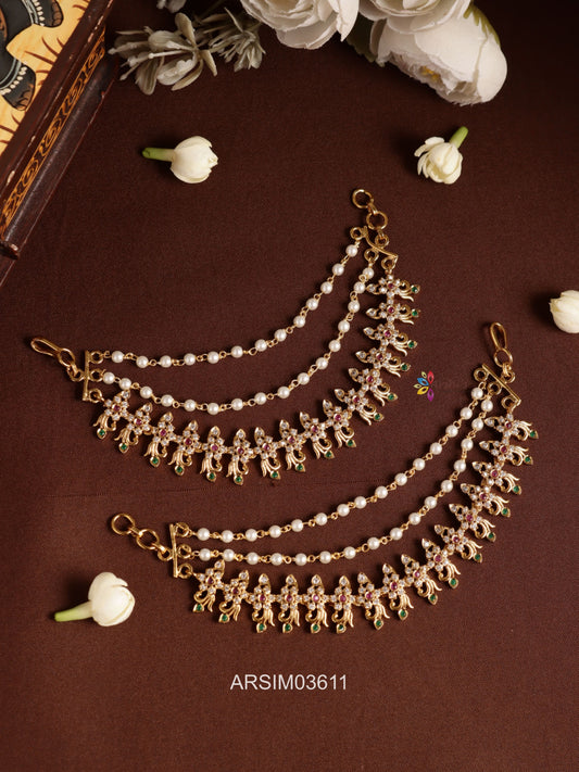 Flower Design Stone Earchains