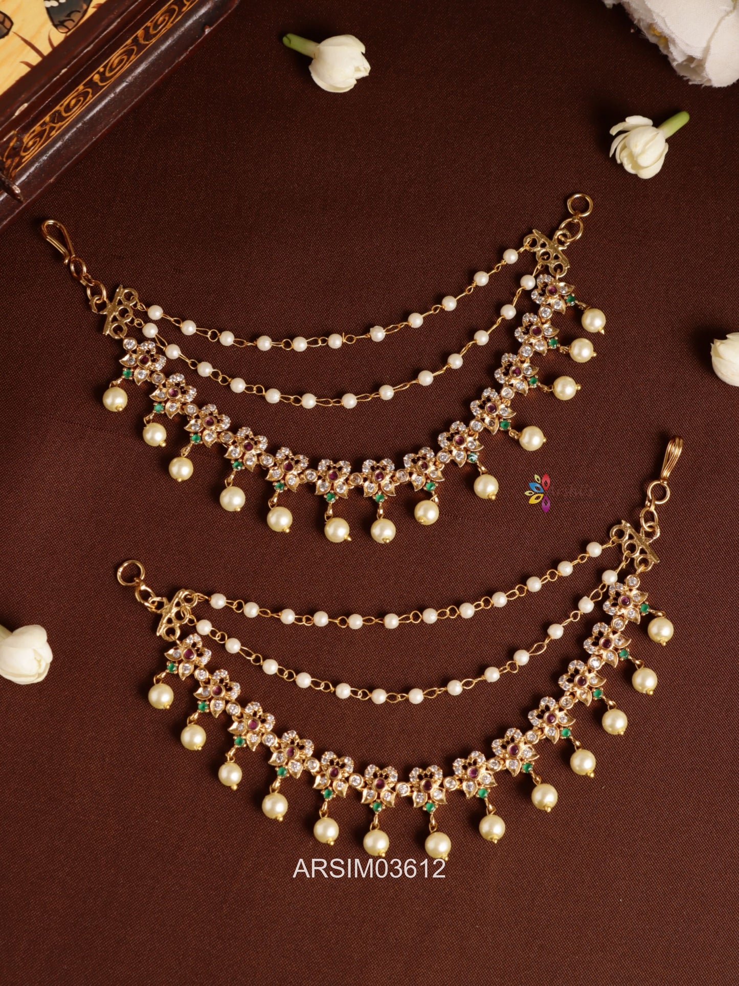 Stone Pearl Drop Earchains