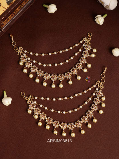 Stone Pearl Drop Layered Earchains