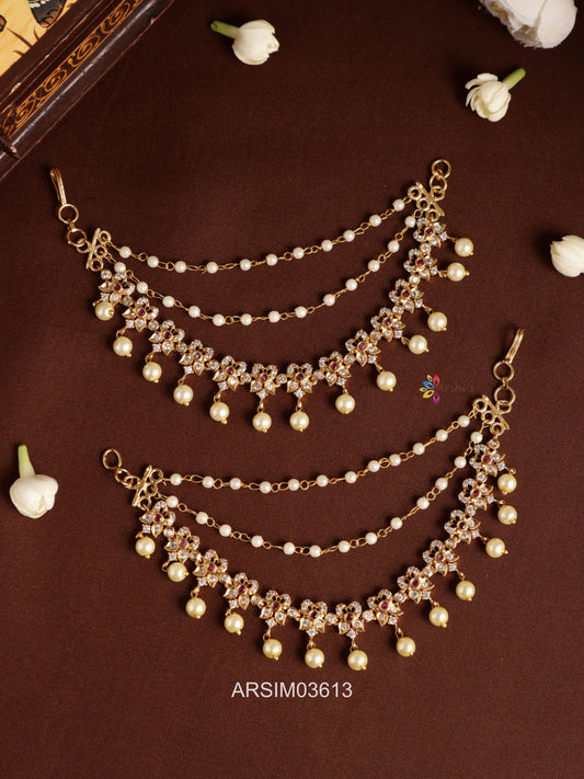 Stone Pearl Drop Layered Earchains