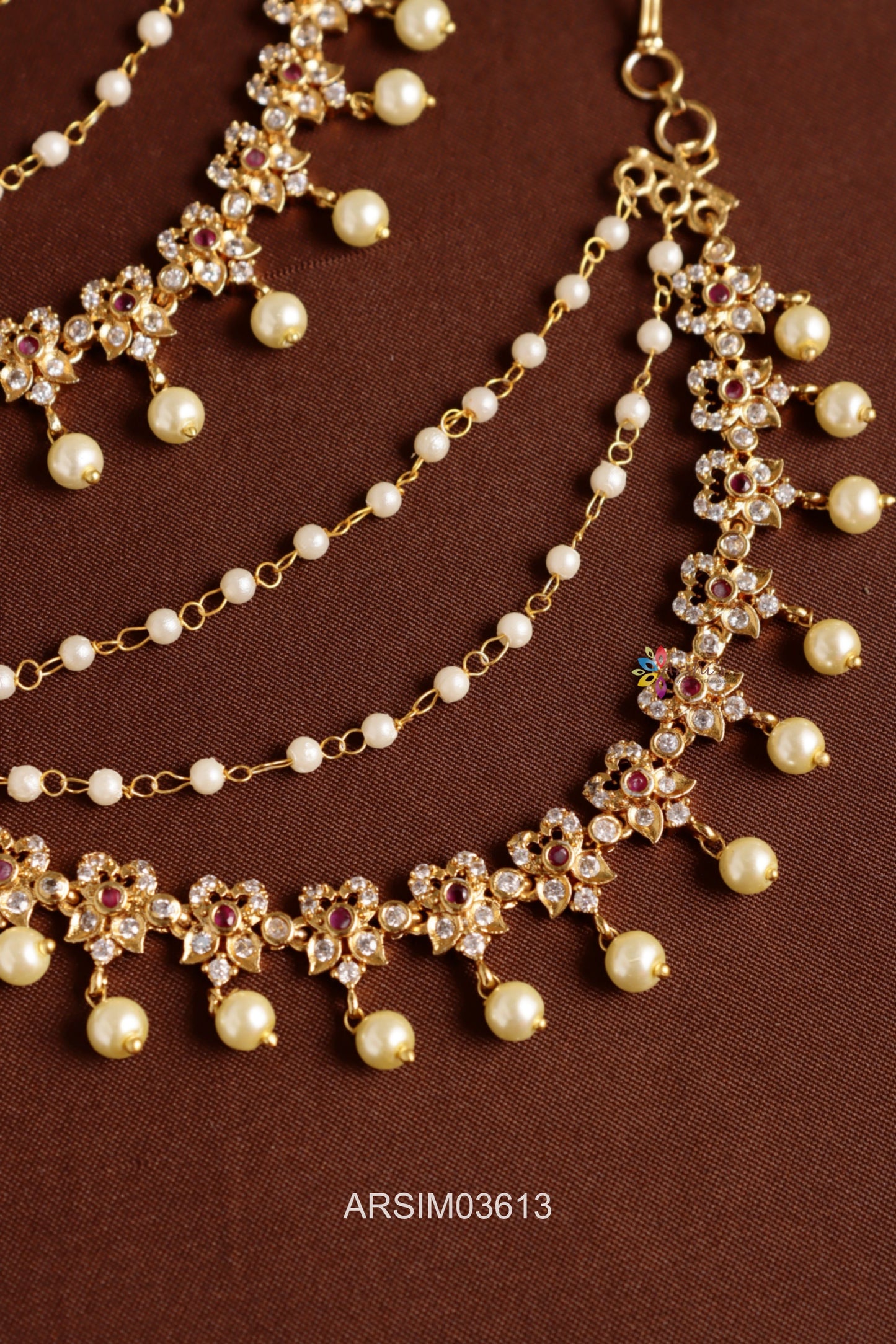 Stone Pearl Drop Layered Earchains