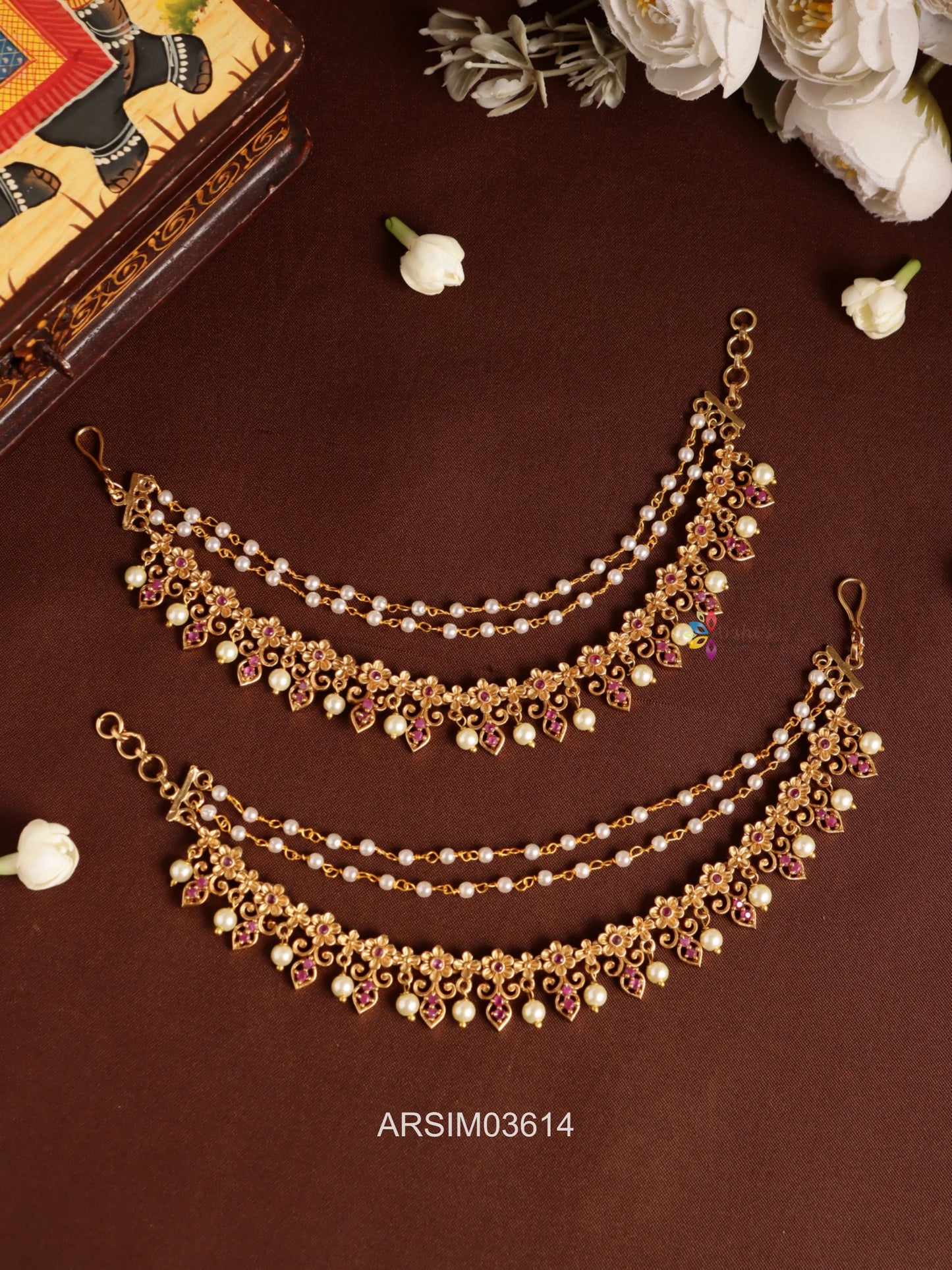 Flower and Pearl Layered Earchains