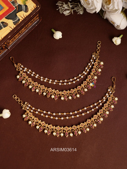 Flower and Pearl Layered Earchains