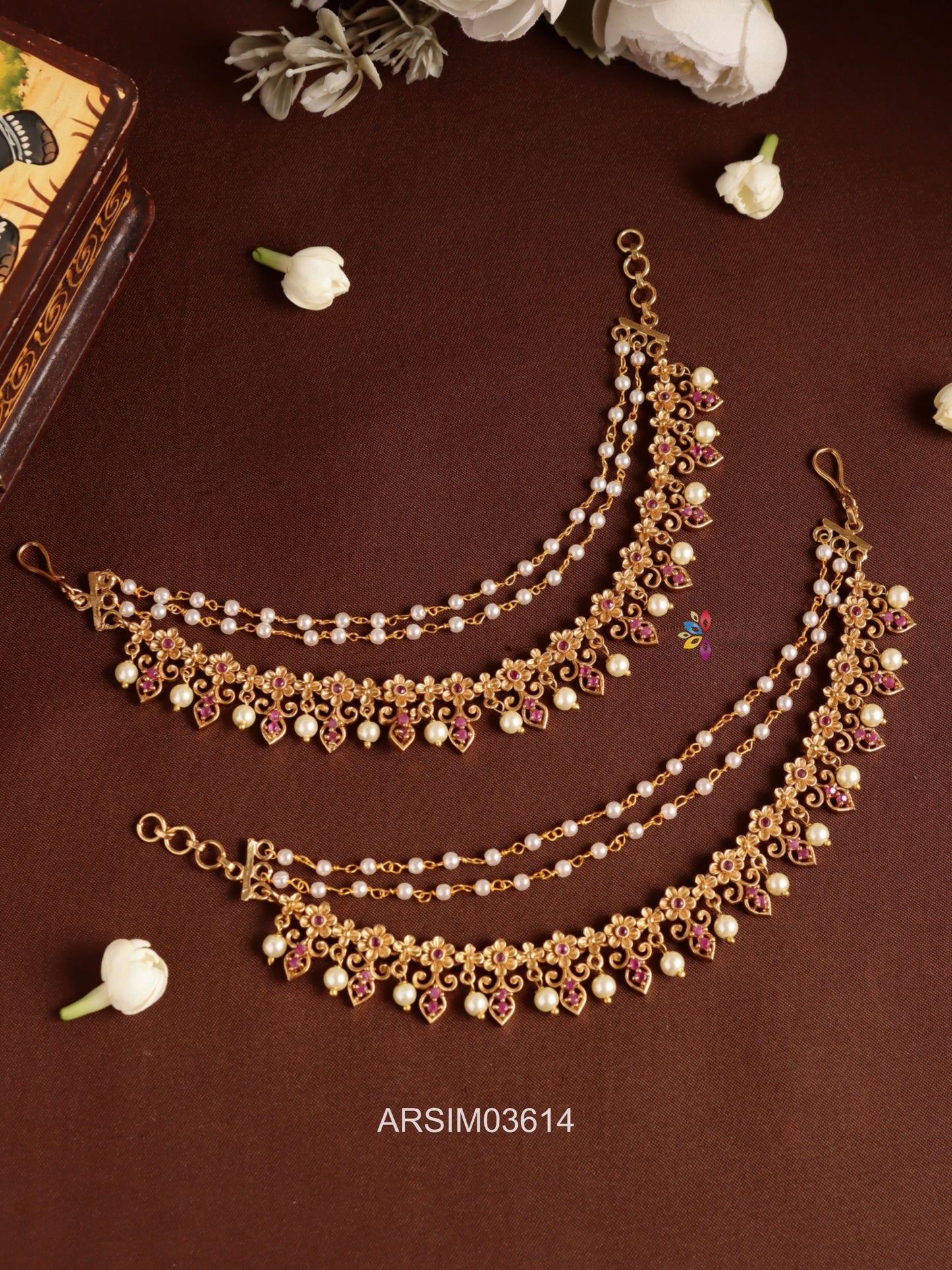 Flower and Pearl Layered Earchains