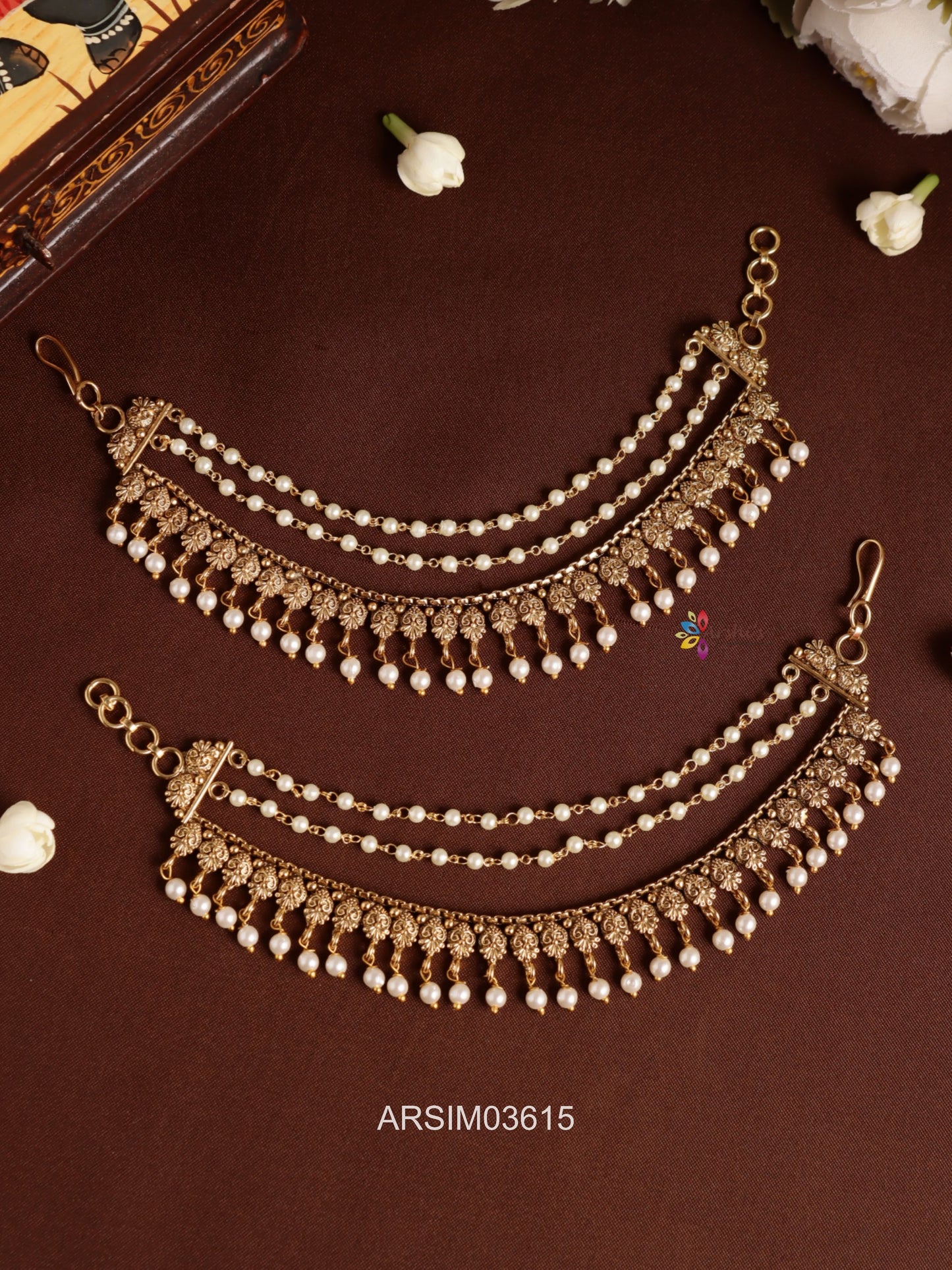 Antique Pearl Layered Earchains
