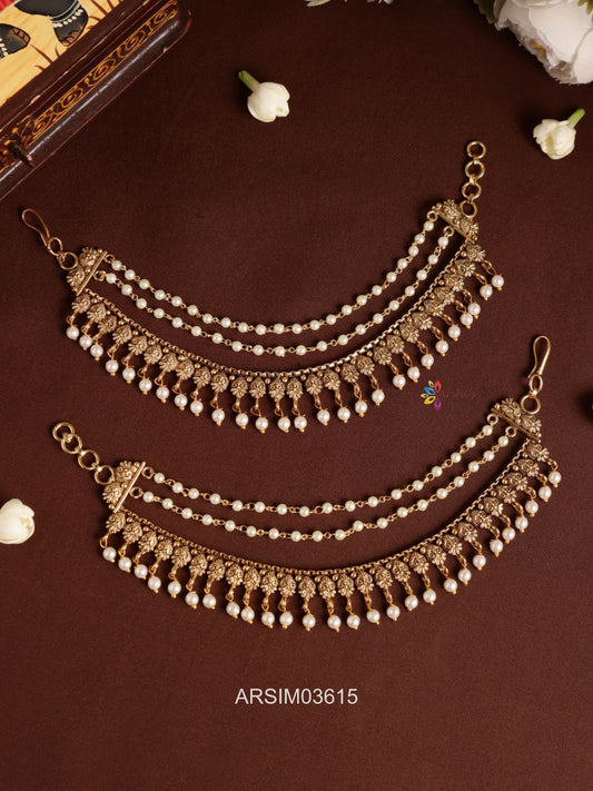 Antique Pearl Layered Earchains