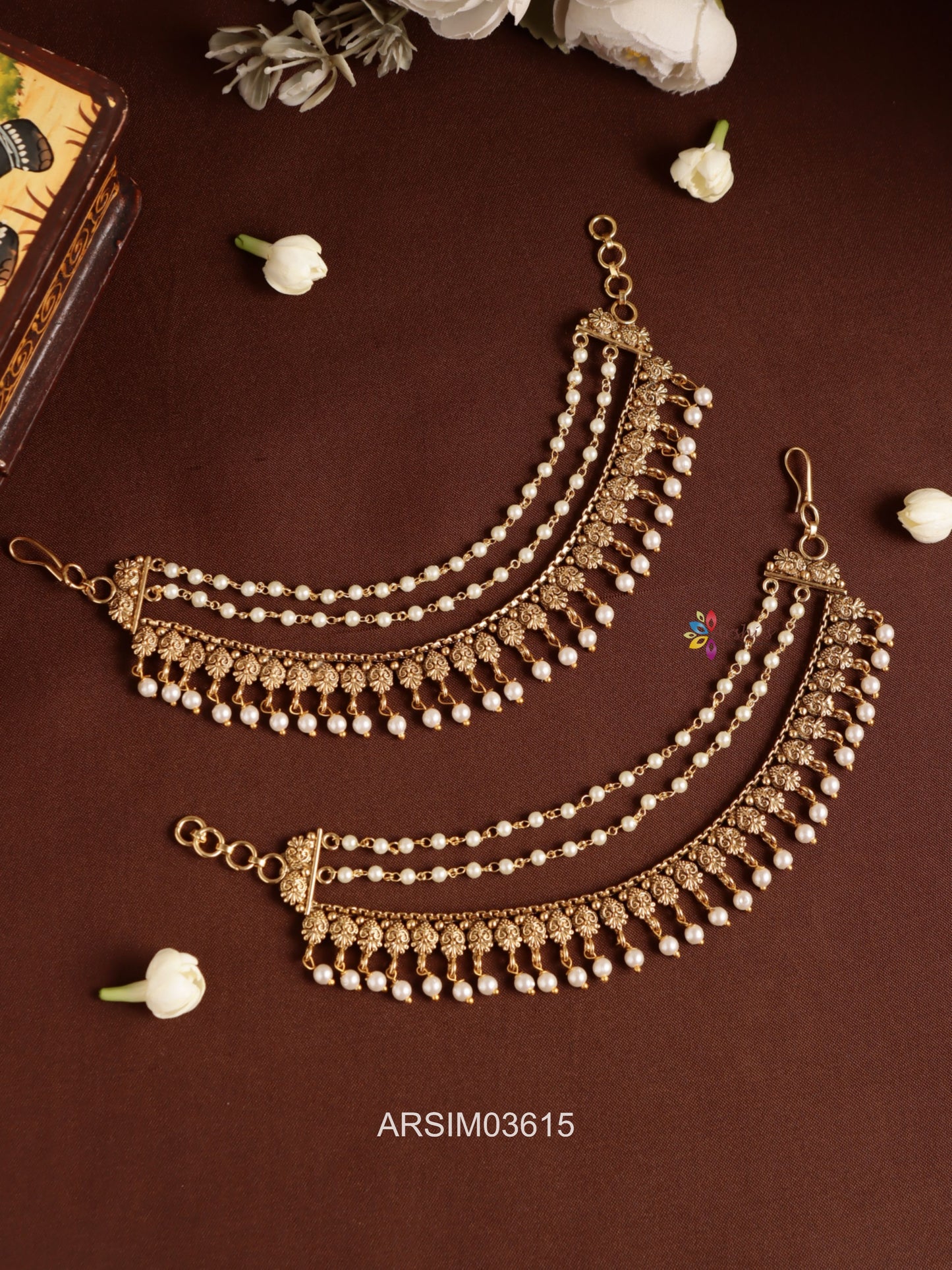 Antique Pearl Layered Earchains