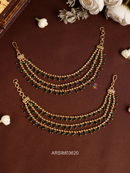 Layered Green Bead Earchains