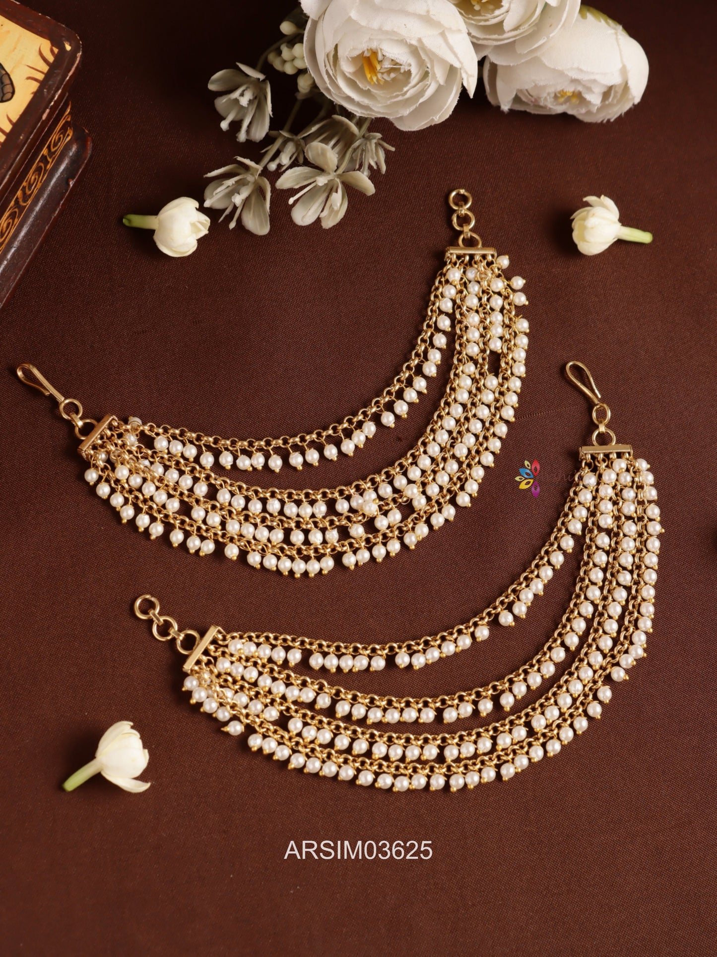 Four Layered Pearl Drop Earchains
