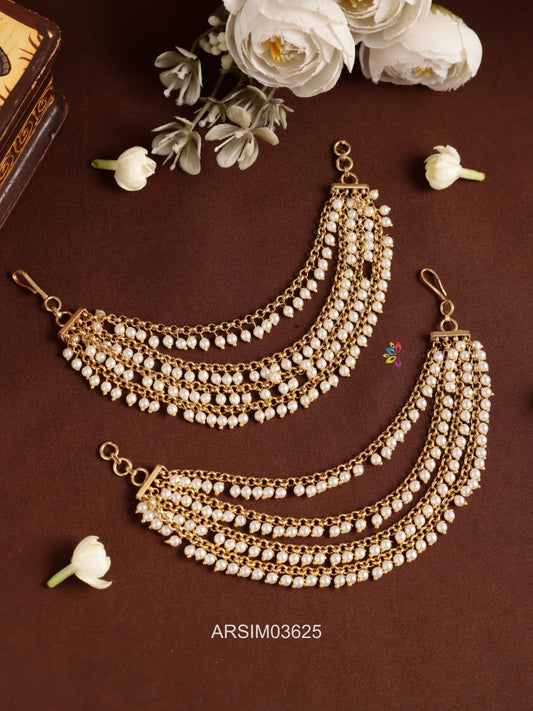 Four Layered Pearl Drop Earchains