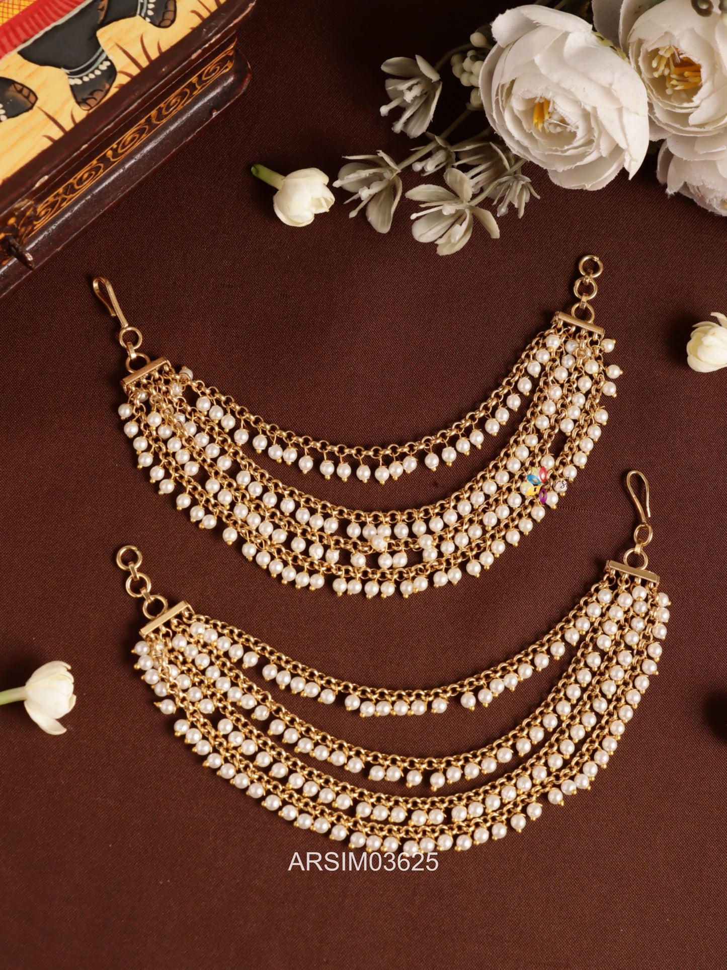 Four Layered Pearl Drop Earchains