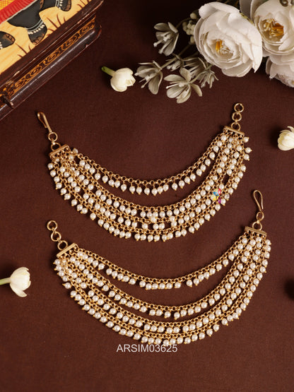 Four Layered Pearl Drop Earchains