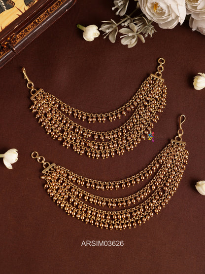 Four Layered Gold Bead Drop Earchains