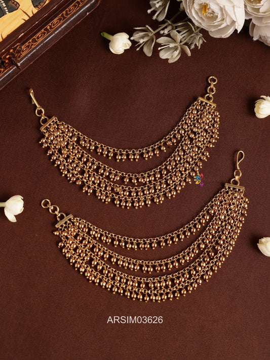 Four Layered Gold Bead Drop Earchains