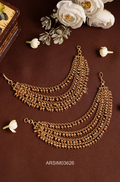 Four Layered Gold Bead Drop Earchains