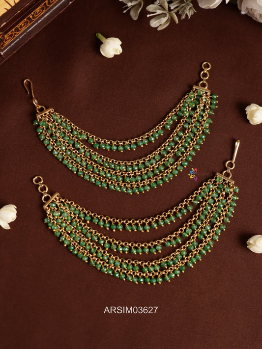 Four Layered Green Bead Drop Earchains