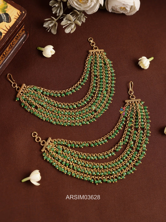 Five Layered Green Bead Drop Earchains
