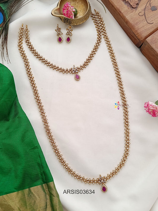 AD Stone with Ruby Pendant Jewellery Set