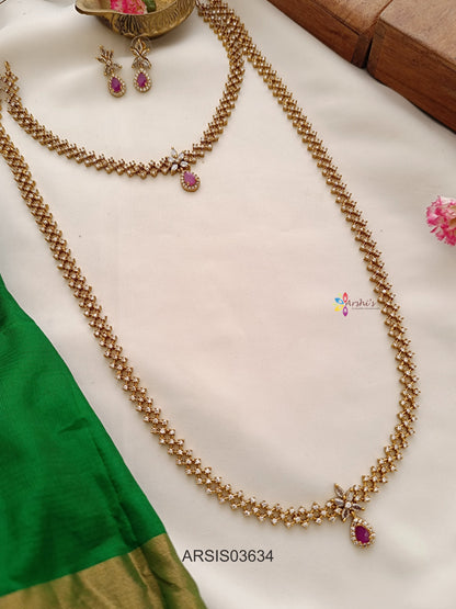 AD Stone with Ruby Pendant Jewellery Set