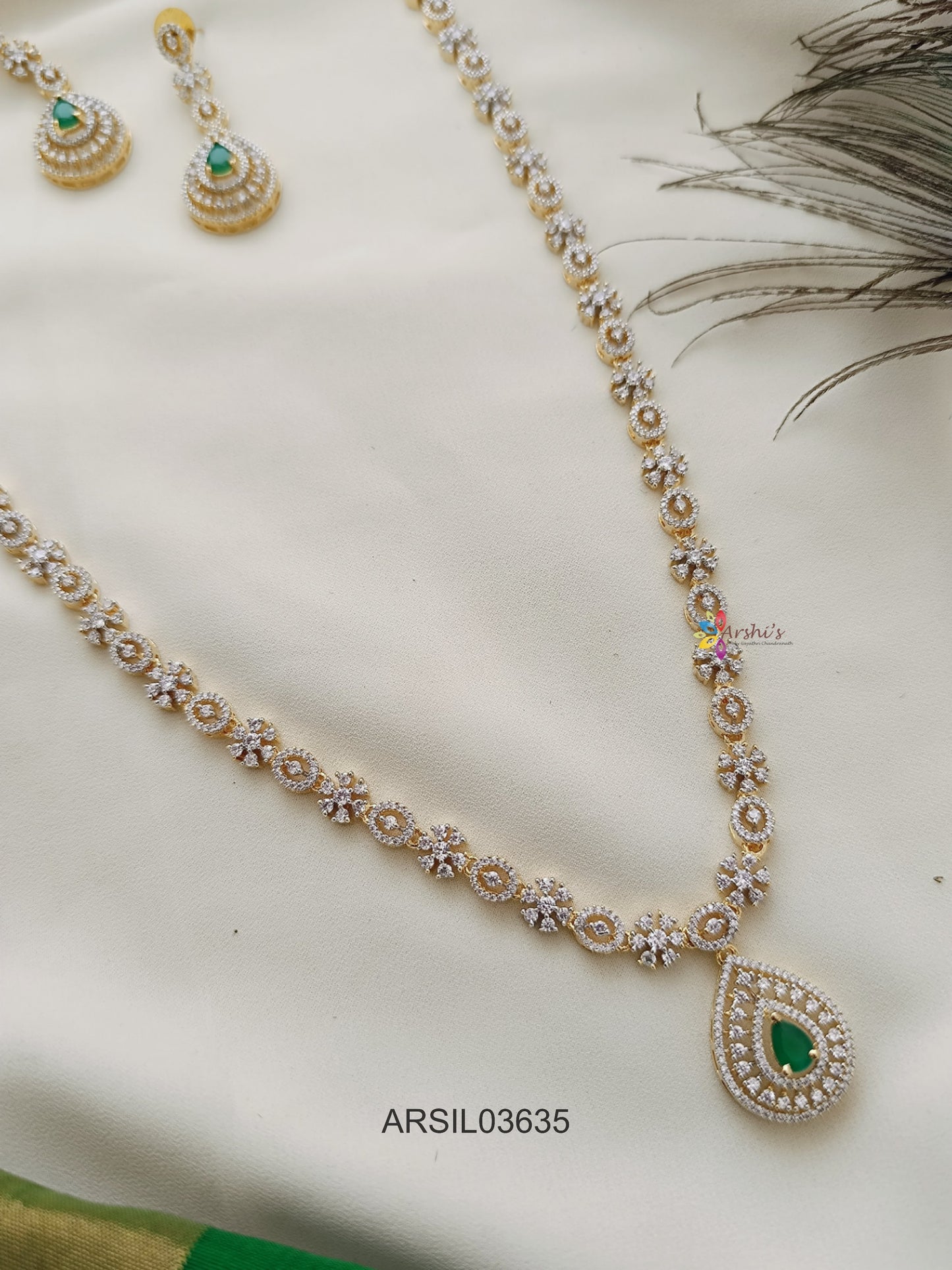 Diamond Look Like Emerald Stone Long Haram