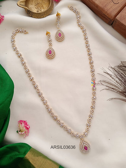 Diamond Look Like Pink Stone Long Haram