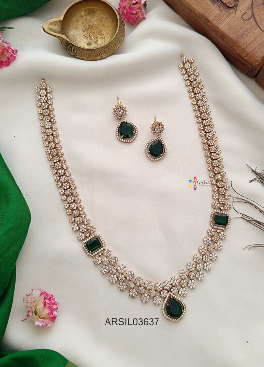 AD White Stone Emerald Stone Long Haram