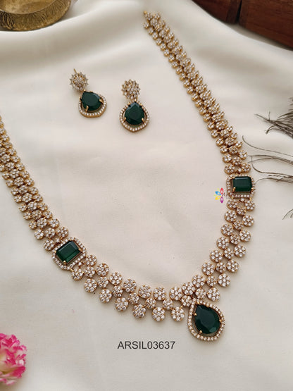 AD White Stone Emerald Stone Long Haram